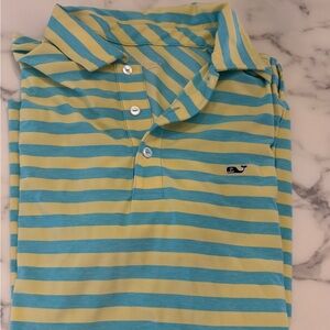 Vineyard Vines Performance  Polo in Blue and Yellow Stripes size Medium